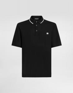 Поло из хлопкового пике Dolce & Gabbana, черный