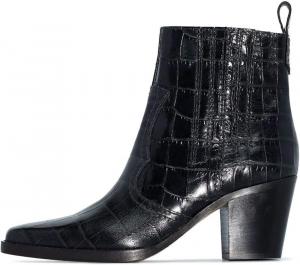 Женские ботинки FSJ на средней массивной квадратной подошве Chelsea с квадратным носком, зимние и осенние, удобные, на каблуке, формальные и повседневные, размер 4-15 US, Black-Crocodile