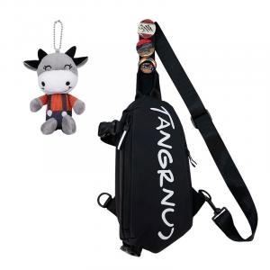 Techson Нейлоновая слинг-сумка обычная унисекс Black/White, Black Bag+Cute Cow Charm