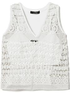 TWINSET топ из джерси с кружевом макраме, белый