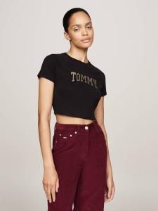 Футболка Tommy Jeans Cropped Fit, черный