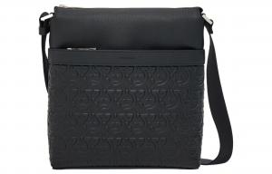 Ferragamo Ганчини кожаная наплечная сумка через плечо мужская черная