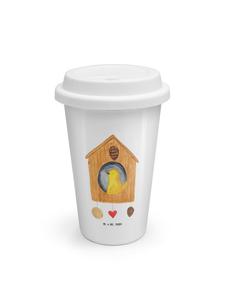 Mr. & Mrs. Panda Белая кофейная кружка на вынос, птица дома, ничего не говори