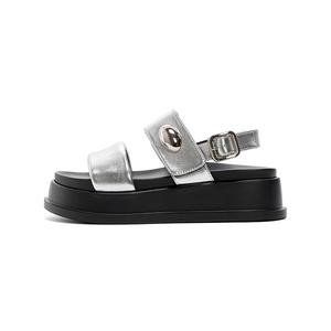 ST&SAT Женские сандалии на одной застежке серебристые, цвет Silver