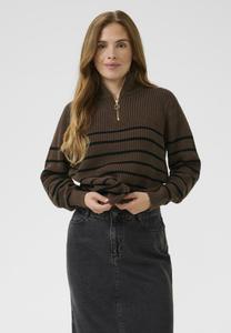 Джемпер Kaffe KALIOA ZIPPER PULLOVER, Brown Black Stripe/Brown