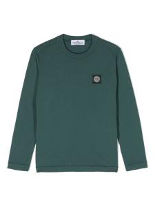 Stone Island Junior футболка с длинными рукавами и нашивкой Compass, зеленый
