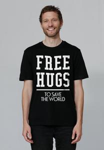 Футболка с принтом FREE HUGS TO SAVE THE WORLD watapparel, черный