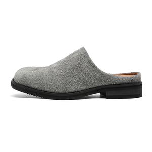 FAPAI Мужские противоскользящие тапочки с закрытым носком серые с длинным ворсом, цвет Long Fleece Gray