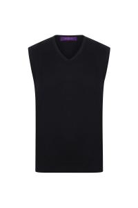 Джемпер тонкой вязки без рукавов 12 калибра с V-образным вырезом Henbury, черный