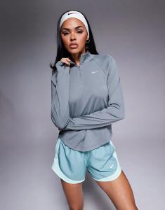 Лонгслив Nike Running Tempo Dri-FIT с длинным рукавом и полумолнией серого цвета