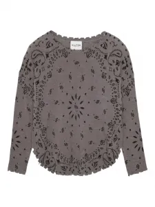 Топ с принтом банданы и необработанным краем kujten, серый