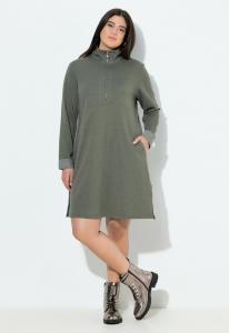 Платье Ulla Popken TROYER COLLAR LONG SLEEVE, Olive Grey/Olive