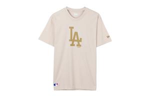 New Era Футболка с круглым вырезом, свободного кроя, прямая, с коротким рукавом, унисекс, бежевая