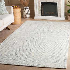 Ковер SAFAVIEH, 153 x 244 см,  Abstract Collection, Ivory & Blue, ручной работы из шерсти, идеально для гостиной, спальни, столовой (ABT928M-5)