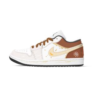 Кроссовки баскетбольные Air 1 Sweet Cream Roll устойчивые к истиранию винтажные унисекс white Jordan, коричневый/желтый