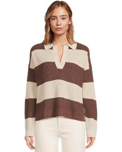 Свитер Faherty Miramar Linen Polo, цвет Cocoa Rugby Stripe