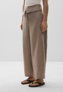 Брюки LINEN FOLDOVER WAIST OYSHO, бежевый