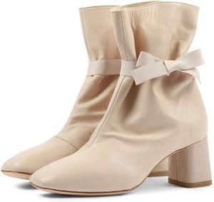 Женские офисные ботильоны FSJ с комфортным каблуком средней толщины, квадратным носком и модной шнуровкой, размер 4-15 M US, Wheat