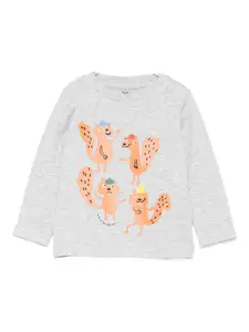 Футболка с длинными рукавами и принтом белки Stella McCartney Kids, серый