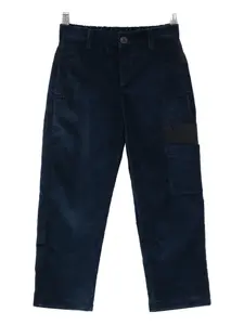 Вельветовые повседневные брюки с накладными карманами Fendi Kids, синий