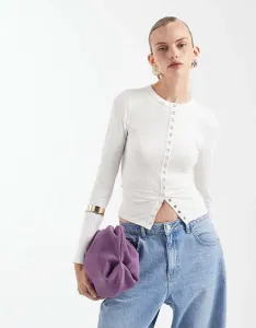 Кремовый бесшовный топ с длинными рукавами в рубчик ASOS DESIGN