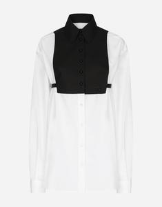 Хлопковая рубашка с контрастной передней частью Dolce & Gabbana, белый