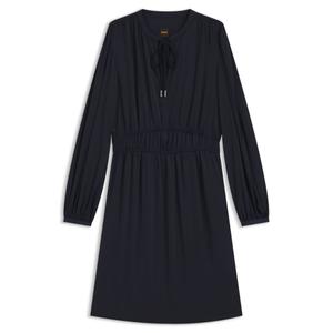 Мини-платье из жатого атласа со сборками BOSS, темно-синий