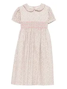 Платье с воротником «Питер Пэн» и ручной вышивкой (смокингом) Siola, розовый