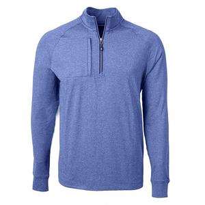 Мужской пуловер с молнией на четверть Cutter & Buck Adapt Eco Knit Heather, цвет Tour Blue Heather
