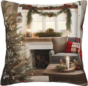 CarXs Декоративная подушка Farmhouse Christmas с двусторонним принтом Farmhouse Christmas Parrern