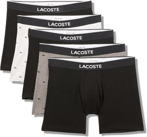Lacoste мужские хлопковые боксеры с мини-принтом крокодила, 5 штук (Amazon Exclusives), Black/Pitch Chine/Silver