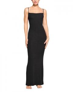 Мягкое длинное платье-комбинация Lounge SKIMS, черный