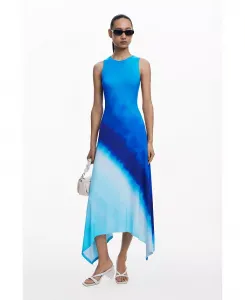 Женское платье с принтом тай-дай и сборками Desigual, синий