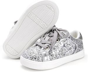 Кроссовки для малышей и маленьких девочек Felix Flora, спортивные сникерсы, принцесса, повседневные блестящие туфли Felix & Flora, серебро