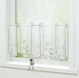 Штора Voile Cafe с вышивкой, кухонная, короткая, прозрачная, с карманом на штанге, серая, 45 x 128 см Joyswahl