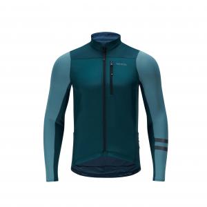 Мужская дорожная велофутболка Van Rysel с длинным рукавом EDR Endurance бирюзового цвета