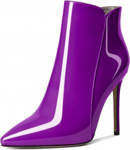Женские ботильоны Soireelady на высоком каблуке-кубике с острым носком, на молнии, элегантные ботильоны на осень и зиму, Purple