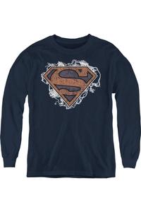 Футболка с длинным рукавом для детей с изображением Супермена в грозовых облаках Gildan