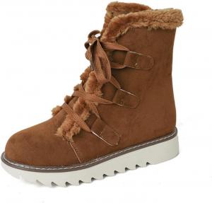 Женские зимние ботинки с утеплителем, шнуровкой и меховой подкладкой, водонепроницаемые, с нескользящей подошвой, удобные, снегоступы для улицы Baxtayel, коричневый