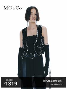 Блестящий жилет Moco с U-образным вырезом, черный