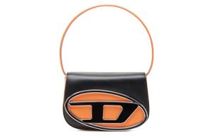 DIESEL Кожаная портативная сумка через плечо, женская сумка через плечо black/orange