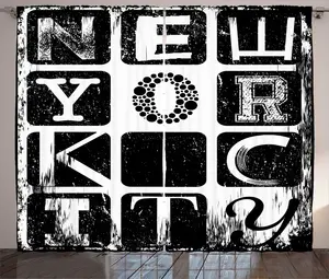 Штора ABAKUHAUS Нью-Йорк в деревенском стиле, мотив Американский город, универсальная ленточная штора для гостиной с петлями и крючками, 280 x 225 см, цвет: антрацитовый серый и белый Abakuhaus