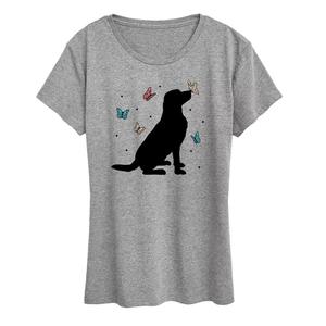 Женская футболка с рисунком собаки и бабочки Licensed Character, серый