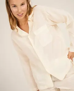 Женская пижамная рубашка на пуговицах с карманом Bohodot, пастельно-розовый