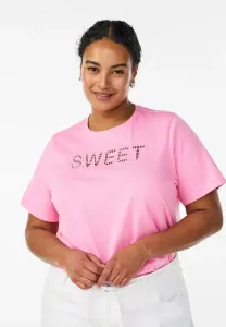 Футболка с текстовым принтом mit aufgesticktem Zizzi, Pink Drink W Sweet