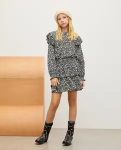 Детское платье с длинным рукавом, оборками и резинкой на талии Kids El Corte Inglés, черный