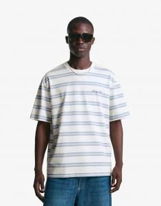 Футболка Bershka с коротким рукавом и принтом в цвете «джинсовый синий»