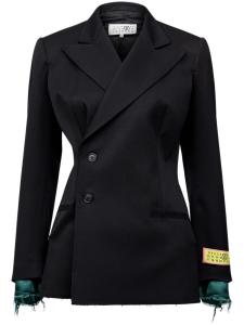 MM6 Maison Margiela твиловый пиджак с нашивкой-логотипом, черный