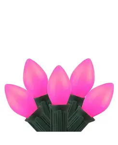 Набор из 25 непрозрачных розовых рождественских гирлянд C9 с зеленым проводом Northlight, pink