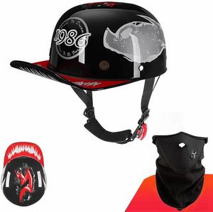 Шлем Abahuhu Motorcycle с маской, черный / красный